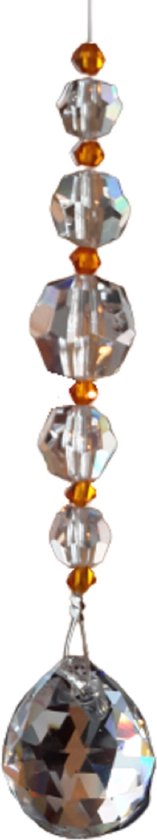 Raamhanger Silvercrystal Snake , Oranje. ( Feng Shui kristal ) , Raamkristal , Regenboogkristal , Lengte 10 cm.