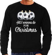 Bellatio Decorations Foute Kersttrui voetbal Kerst - sweater zwart - heren S