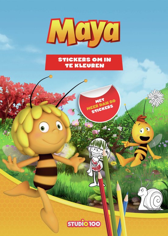 Maya de Bij - stickers om in te kleuren - met meer dan 80 stickers