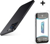 Shieldcase Ultra thin case geschikt voor Apple iPhone 12 Pro Max - 6.7 inch - zwart + glazen Screen Protector