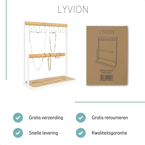LYVION Sieradenrekje van staal en hout / Voor horloges, kettingen en armbanden - Wit - LYVION