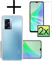Hoes Geschikt voor OPPO A77 Hoesje Cover Siliconen Back Case Hoes Met 2x Screenprotector - Transparant