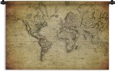 Wandkleed Eigen Wereldkaarten - Historische wereldkaart vintage oud Wandkleed katoen 90x60 cm - Wandtapijt met foto