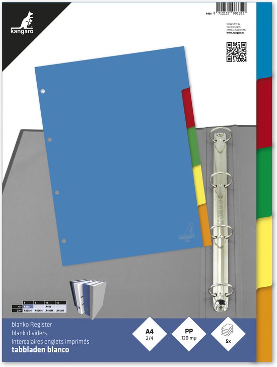 Register Kangaro A4 Ziffer – PP 120 Mikron, 23 Ringe, 20-teiliges Set In Grau