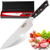 Couteau de chef VMCA Pro Chef avec coffret cadeau - Couteau japonais Premium en acier inoxydable au carbone, couteau de chef professionnel et domestique - 20 cm