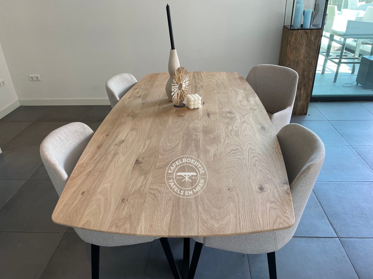 Deens ovale eiken eettafel 200 x100 cm, natuurlijk of zwart eiken, met ...