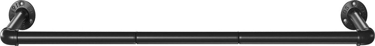 Hoppa! Kledingrek - Garderoberek - Metaal - Zwart - Kledingstang in industrieel design, wandmontage, ruimtebesparend, 92 x 30 x 7,5 cm, belastbaar tot 50 kg, eenvoudige montage, voor kleine flats, zwart