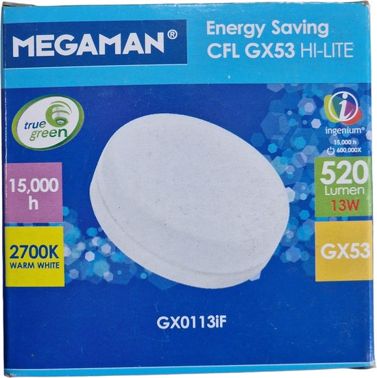 Megamann CFL GX53 13W warm wit | bol.com