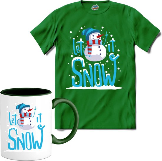 Let it snow - T-Shirt met mok - Heren - Kelly Groen - Maat M