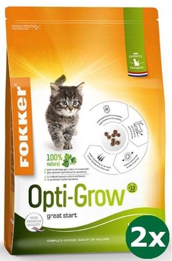 Fokker kat opti-grow kattenvoer 2x 2,5 kg