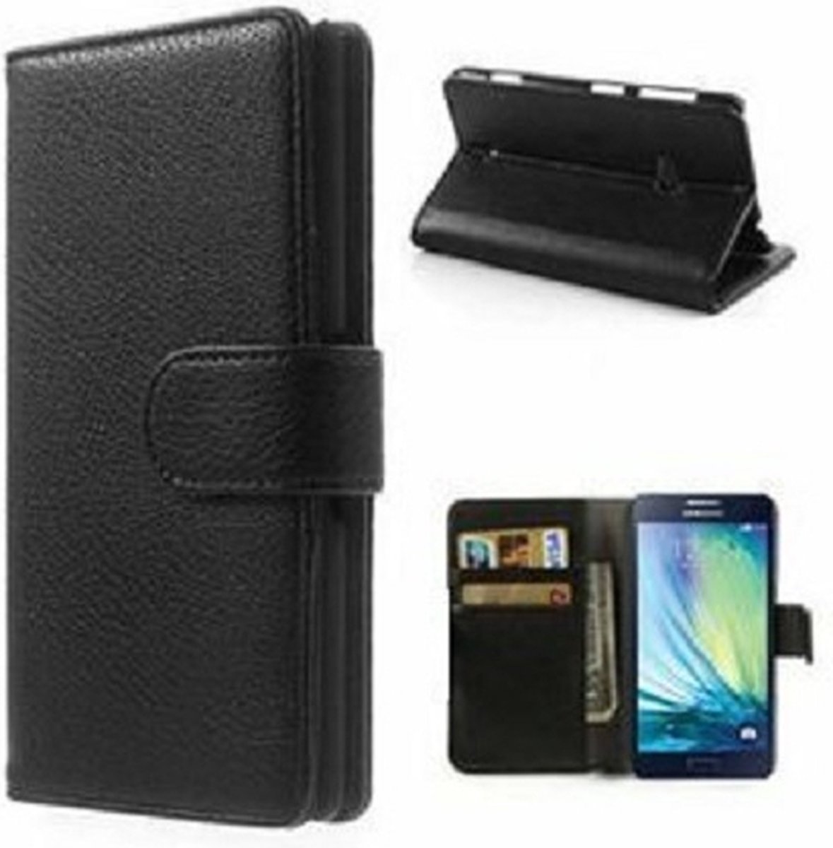 Samsung A5 2015 Hoesje Met Pasjeshouder Bookcase Zwart