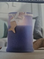 Melinera Kaars in glas paars met decoratie 7,8 x 11,2cm