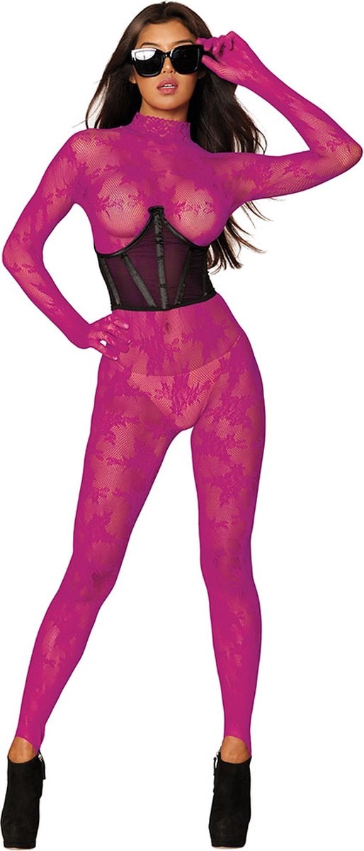 Goedkoopste Dreamgirl (All) Bodystocking with Finger Gloves Diamond - One Size azalea O/S