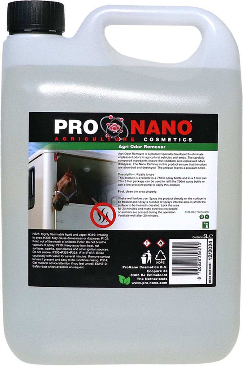 ProNano 5L Agri Odor Remover | speciaal is ontwikkeld om onaangename geuren in landbouwvoertuigen en -ruimten te verwijderen! | Agrarische Reinigingsmiddelen | Nano Technologie