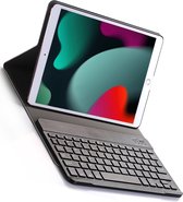 Hoesje Geschikt voor iPad 10.2 2020 Toetsenbord Hoes Book Case - Hoes Geschikt voor iPad 8 Toetsenbord Hoesje Keyboard Cover - Goud