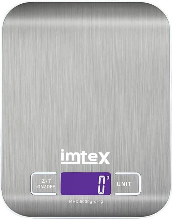 IMTEX Digitale Precisie Keukenweegschaal - Tot 5000 Gram - Zilver