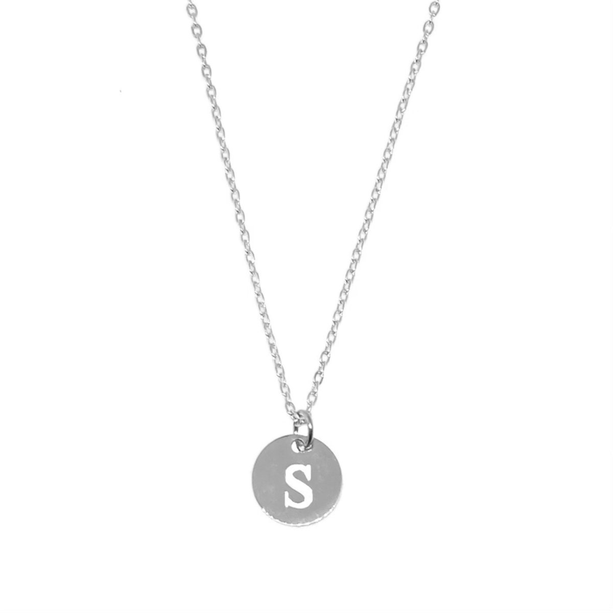 Letter ketting coin - initiaal S - zilver