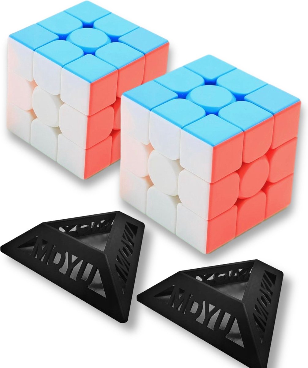 MoYu Speed Cube 2x 3x3 - Gratis 2x Cubestands  - Magic cube - Puzzelkubus - Sinterklaas cadeautjes - Complete set - MoYu