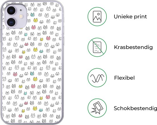 Coque iPhone 11 - Fille - Chat - Animaux domestiques - Motifs - Coque de téléphone en Siliconen -