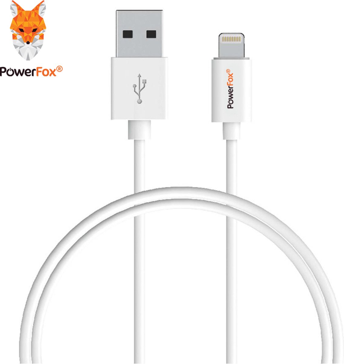 PowerFox® Lightning naar USB 2.0 A Male oplaadkabel - 1 meter - Wit
