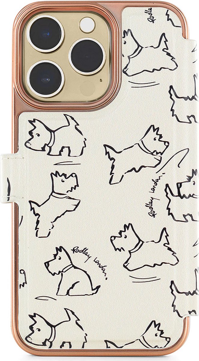 iPhone 12/12 Pro Bookcase hoesje - Radley London - Hond Wit - Kunstleer