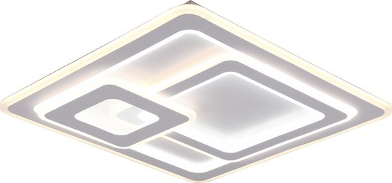 Trio leuchten - LED Plafondlamp - Plafondverlichting - 76W - Aanpasbare Kleur - Afstandsbediening - Dimbaar - Vierkant - Wit - Aluminium