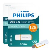 Philips FM12FD75B Clé USB Snow Edition - 128 Go - USB A 3.0 - LED - Orange Sunrise - Pack de 2