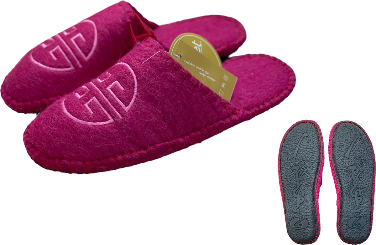 Dames Vilten Pantoffel - Met rubber zool - Slippers - Mongoolse schapen wol - Maat 36