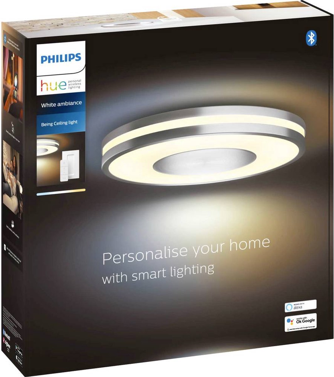 Philips Hue Being plafondlamp - White Ambiance - aluminium - Bluetooth -  incl. 1... | bol.com