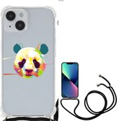 Silicone Hoesje Geschikt voor iPhone 14 Telefoon Hoesje met doorzichtige rand Panda Color