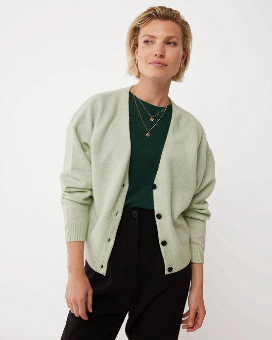 Mexx Pull en maille a col en V pour femme Vert clair bol