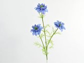 Kunstbloem Nigella tak blauw | 2 stuks | Zijden bloem | 70 cm