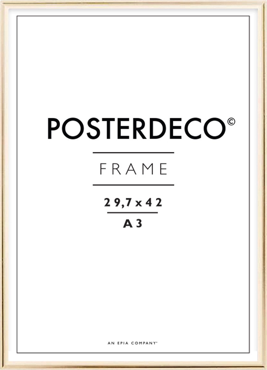 Fotolijst - Posterdeco - Premium Metaal - Fotomaat 29,7x42 cm (A3) - Posterlijst - Fotolijstje - Goud