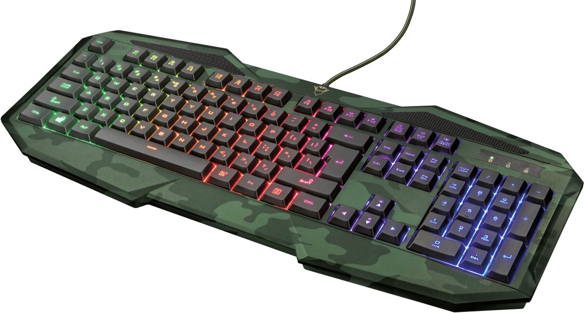 Trust GXT 830 RW-C Avonn toetsenbord Gamen USB Duits Zwart, Groen
