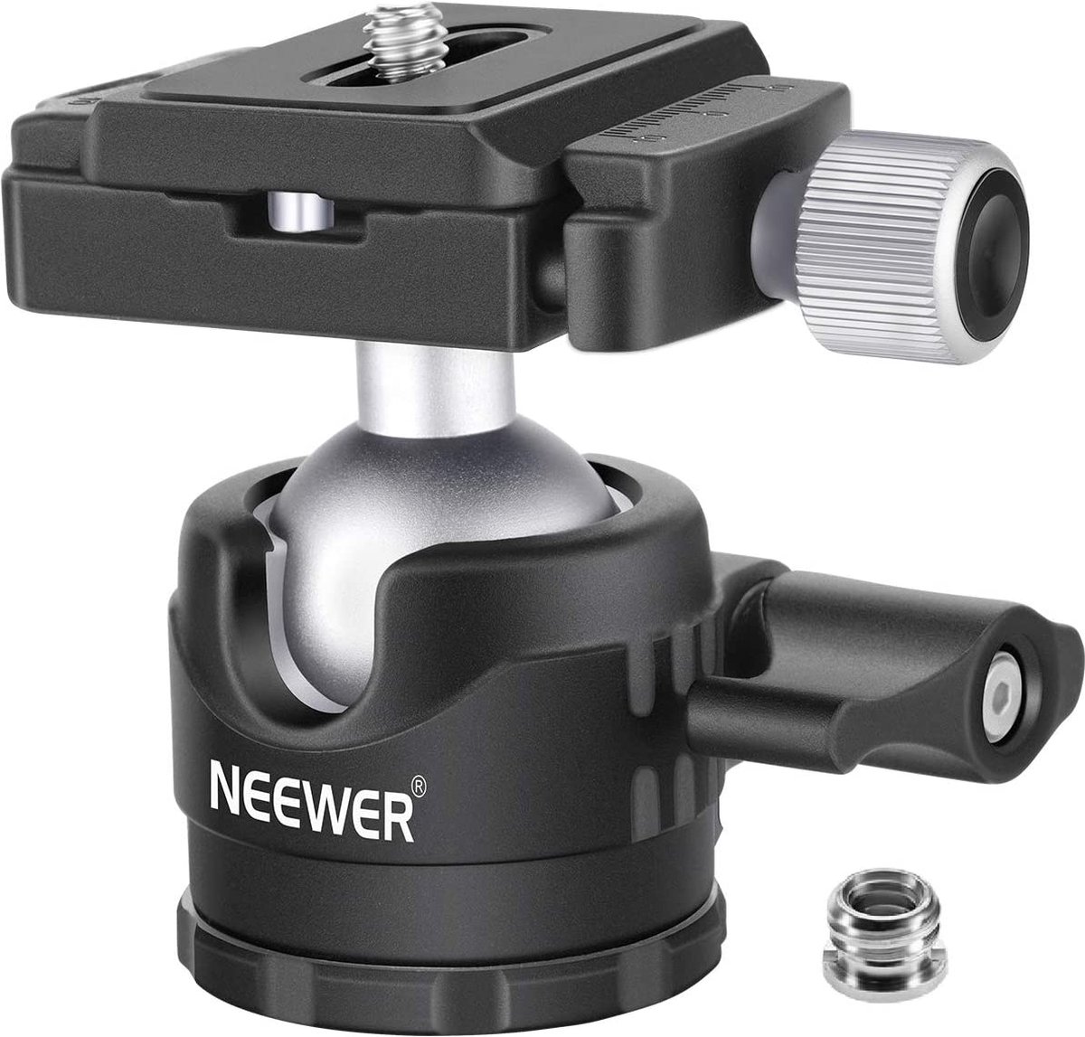 Neewer® - 28 mm Platte Statiefkogelkop, 360 Graden Raaibaar Met 1/4 inch Snelwissel en Waterpas voor DSLR-camera's - Statieven - Monopod - Slider - max. Belasting 11 lb/5 kg