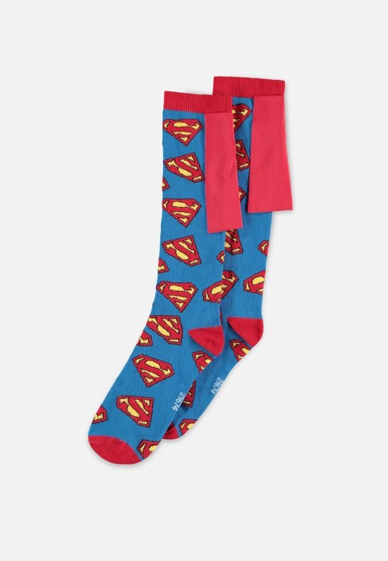 DC Comics Superman - Logo & Cape Kniehoge sokken - Blauw