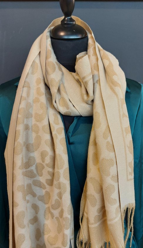 Echarpe femme - beige - sable - doré - imprimé léopard - viscose - laine |  bol.com