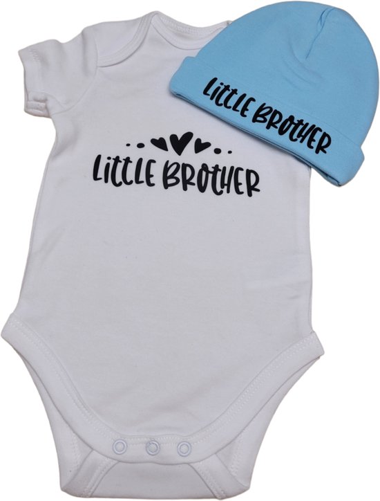 Kraamcadeau - Setje - Romper en muts - Little brother - maat 56 - bedrukt van Bo Trendy — afbeelding 2
