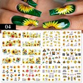 12 Stuks Nagelstickers – Nail Art Stickers – Zonnebloemen