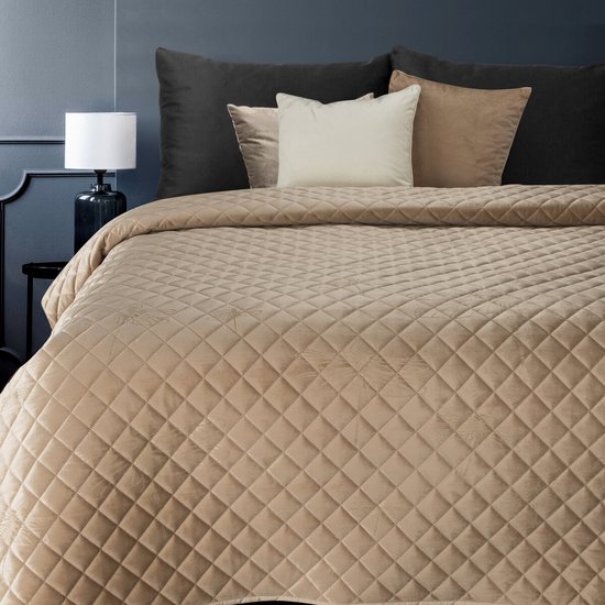 Oneiro’s luxe LORI Beddensprei Beige - 170x210 cm – bedsprei 2 persoons - beige – beddengoed – slaapkamer – spreien – dekens – wonen – slapen