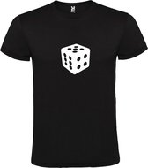 Zwart T-Shirt met “ Dobbelsteen “ afbeelding Wit Size XXXXL