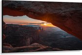 WallClassics - Canvas  - Zonsondergang bij Canyonlands Nationaal Park - 150x100 cm Foto op Canvas Schilderij (Wanddecoratie op Canvas)