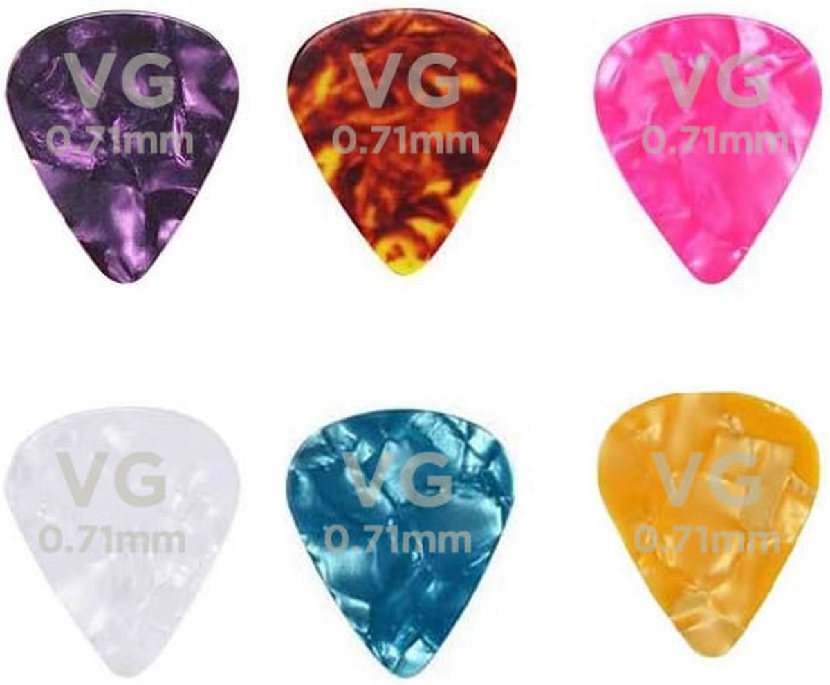 VG plectrum set 12x Celluloid plectrums - dikte 0.71 medium