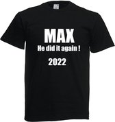 T-shirt met grappige tekst - Max Verstappen - Wereldkampioen - Formule 1 - F1 - Red Bull - 33 - 1 - maat XXL