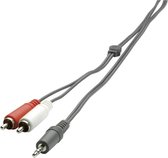 SpeaKa Professional SP-1300360 Cinch / Jackplug Audio Aansluitkabel [2x Cinch-stekker - 1x Jackplug male 3,5 mm] 2.00 m
