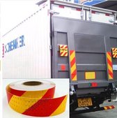 Reflectie tape - Veiligheids stickers voor verkeer - vrachtwagen, motor, aanhangwagen, evenementen etc. Rol van 10 meter reflecterend tape in rood/geel