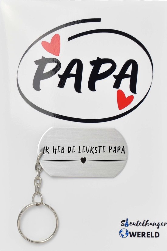 ik heb de leukste papa Sleutelhanger inclusief kaart - papa cadeau - Vaderdag - Leuk kado voor je papa om te geven - 2.9 x 5.4CM