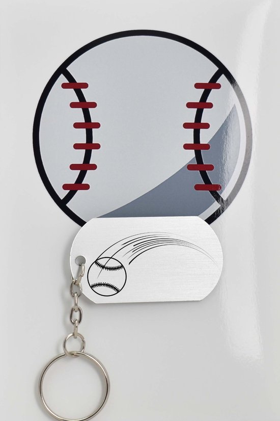 honkbal sleutelhanger inclusief kaart - sport cadeau - sporten - Leuk kado voor je sporter om te geven - 2.9 x 5.4CM