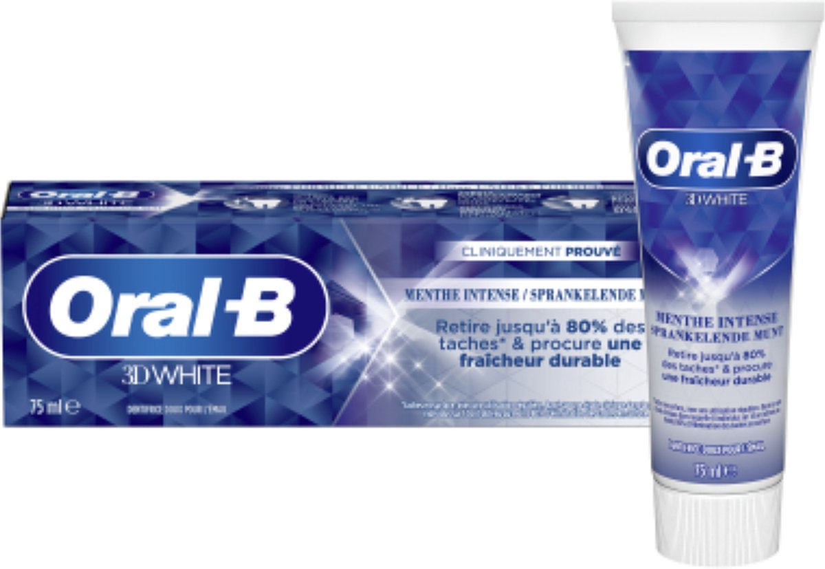 Oral-B Tandpasta – 3D White Sparkling Mint - Voordeelverpakking 12 x 75 ml