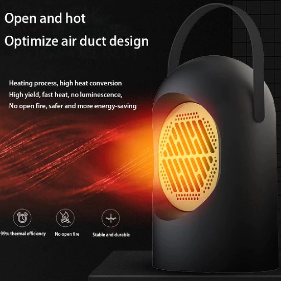 Elektrische kachel - Mini heater - Elektrische tafel ventilatorkachel - Zwart - 800W – Draagbaar – Slaapkamer – Woonkamer – Mini kachel – Indoor – Outdoor - Elektrische verwarming - Mini verwarming